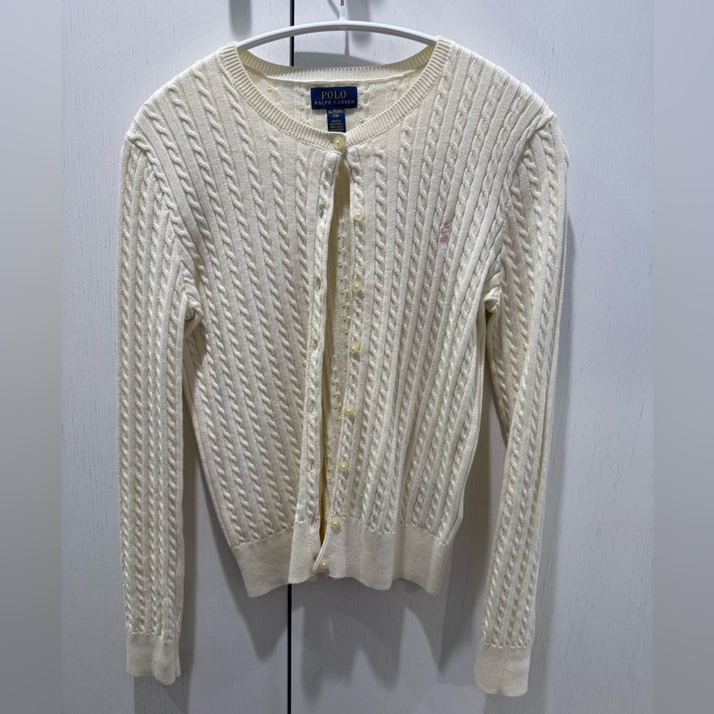 Polo by Ralph Lauren Ivory Cable-Knit Button Cardigan